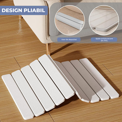 Covor de Baie Elindor® Pliabil, din Diatomit, Antiderapant, Absorbant, Dreptunghiular, Potrivit in Fata la Cada, Cabina de Dus, WC, Chiuveta, Model Uni, 60 x 39 x 1 cm, Alb