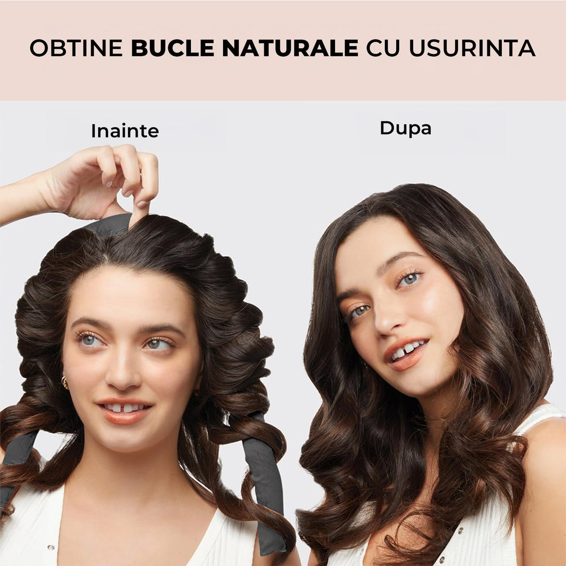 Ondulator din Satin Elindor®, Bucle fara Caldura, Protectie pentru Par, Confortabil, Negru