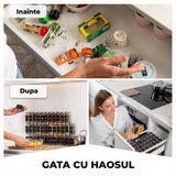 Set 24 Recipiente Condimente Elindor® din Sticla cu Capac Inox, cu Sita, Organizator Bucatarie, Organizatoare Sertar, Borcane 120 ml, 2 Tipuri de Etichete, Palnie din Silicon, Pix Alb Inclus, Perie de Curatare, Accesorii Depozitare