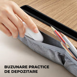 Suport Universal Maro pentru Laptop Elindor®, Masa Multifunctionala, din Lemn, Birou Portabil cu Sertar de Depozitare si Suport pentru Tableta, Masuta Stand Dimensiuni 43x33x7 cm