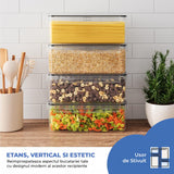 Set 4 Recipiente Depozitare Elindor® Capacitate 3.6L, Etanse, pentru Paste si Cereale, Transparent