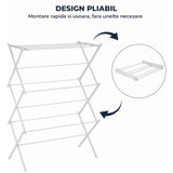 Uscator Vertical Elindor® pentru Rufe haine 6 Nivele, Pliabil, 11 Bare pentru Uscare Haine, Suport Fix, Economie de Spatiu, Ideal pentru Interior, Greutate Maxima Suportata 14.5 kg, 37 × 75 × 106 cm, Alb