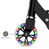 Trotinetă cu Lumini LED Elindor® pentru Copii, Pliabilă și Reglabilă, Neagră