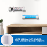 Set 4 Organizatoare Multifunctionale Elindor® cu Adeziv, Suport din Plastic Dulap pe Usa Blat Chiuveta, Inaltime Reglabila, 4x Organizator Suspendat, Organizare pentru Bucatarie, Baie, Camara, Bar, Raft Depozitare Saci de Gunoi, Pungi, 7x6.5x4 cm, Alb