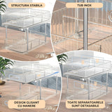 Set 2 Organizatoare Transparente Elindor® cu 2 Nivele si Separatoare, Recipient de Depozitare Multifunctional si Glisant, Organizator pentru Dulapul de sub Chiuveta din Baie si Bucatarie, 30.4 x 23 x 16 cm