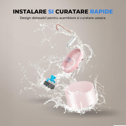 Fantana de Apa pentru Pisici Elindor® 2L cu Robinet Imitat Filtru Carbon Activ si Iluminare LED Ultra Silentioasa Design Compact, Roz