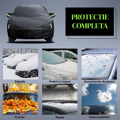 Prelata Auto Neagra 3 Straturi Elindor®, Impermeabila, Toate Anotimpurile, Husa de Protectie Completa, Antigrindina, Ploaie, Anti Soare, Accesorii Masina Exterior, SUV M, 450×183×143 cm