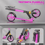 Trotinetă Pliabilă cu Amortizor Elindor®, Frână Spate și Platformă Antiderapantă, Roz