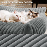 Pat Confortabil pentru Caini si Pisici Elindor® Tip Canapea, Culcus Moale Antiderapant, cu Husa Detasabila din Microfibra Lavabila la Masina, Potrivit pentru Caine si Pisica de Talie Mica, Ideal in Orice Anotimp, in Casa, 61 x 46 x 25 cm, Gri