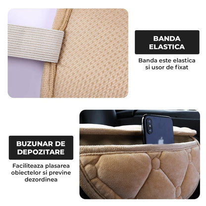 Set 2 Huse Universale Negre de Scaune Auto Elindor®, Anti-Alunecare, Husa Sezut Scaun Sofer din Plus, Bumbac, Matase Elastica, Design Premium pentru Interior Masina, 51x50 cm