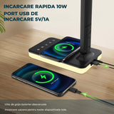 Lampa de Birou Elindor® Negara cu LED Integrat, Incarcare USB, cu Incarcare Rapida Telefon, 3 Moduri Lumina Camera Rece/Cald, Comanda prin Buton, Veioza Pliabila cu Brat Reglabil, Compacta si Portabila, pentru Birou, Dormitor, Hol, Living, 36.5 cm