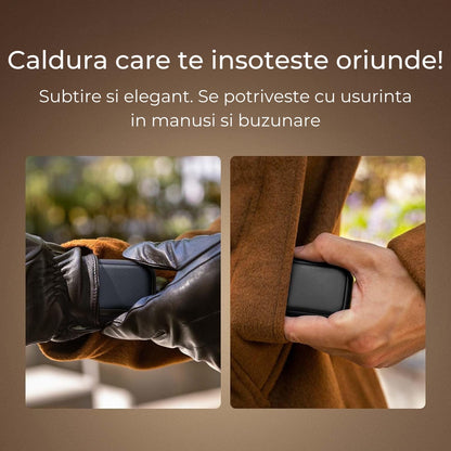 Set 2 Încălzitoare de Mâini Magnetice Reîncărcabile Elindor®, 5000mAh, 3 Trepte de Căldură, Rezistente la Apă