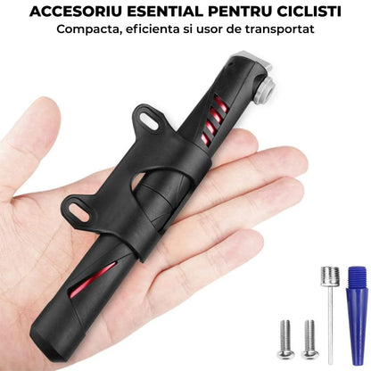 Pompă Portabilă Bicicletă Elindor® 120 PSI, Neagră