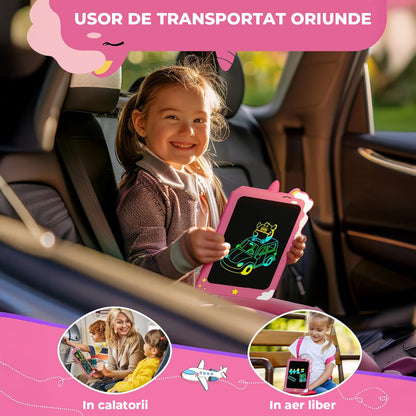 Tabletă LCD pentru Copii Elindor®, 8.5 Inch, pentru Desenat și Scris, Roz