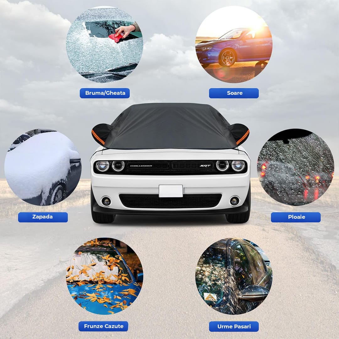 Prelata Auto Impermeabila Elindor®, Captuseala Moale, Berlina L, Accesorii Masina, Negru