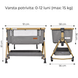 Pătuț Pliabil pentru Bebeluși Elindor®, 3 în 1, Leagăn, 6 Trepte de Înălțime Reglabile