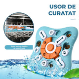 Puzzle Inteligent Elindor® pentru Caini si Pisici cu Sunet si Compartimente Recompense si Hrana, Rotire 360, Albastru