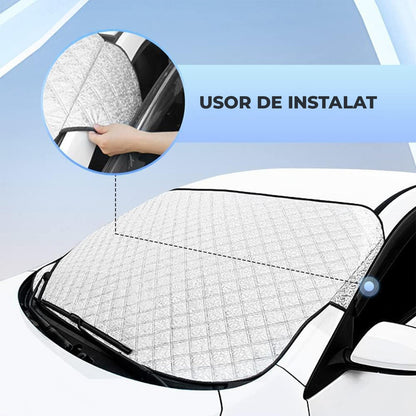 Parasolar Auto  pentru Parbriz Elindor® Material 4 Straturi, Protectie pentru Inghet, Zapada, Praf, Soare, 147 x 100 cm, Montare Usoara, Accesorii Masina, Argintiu