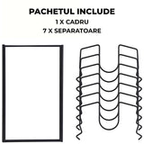 Suport Vase Reglabil Elindor® din Metal, Scurgator Vase si Organizator pentru Farfurii, Capace Oale, Tigai si Tavi, Uscator Vase Compact pentru Dulap, Chiuveta sau Blat, Suport de Vase pentru Bucatarie, Fier Negru, 30x19x13 cm