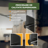 Set 6 Carlige Autoadezive Elindor®, Otel Inoxidabil Negre, Design Modern Fara Gaurire, Adeziv Puternic Rezistent la Apa, Suporta pana la 10 kg, Montaj Rapid, Agatatori pentru Prosoape, Halate, Chei, pentru Baie, Bucatarie, Hol, Birou sau Usi