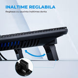 Cooler Laptop Elindor® 15.6-17 Inch, cu 3 Ventilatoare Blue LED, Silentios, USB Alimentare, Suport Reglabil, Design Slim, Negru