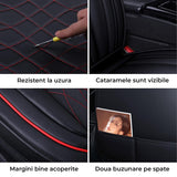 Set 2 Huse Scaune Auto Elindor®, Piele Ecologica, Impermeabile, Universale, Protectie Scaun Fata, Compatibile cu Masinile Sedan, SUV/Camionete, Accesorii Masina Interior, Negru/Rosu