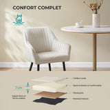 Set 2 Scaune Elindor® Ergonomice, Design Contemporan, Scaun cu Spatar si cu Manere, din Catifea cu Picioare Metalice Negre, Potrivite pentru Living, Bucatarie, Birou, Dormitor, Latime Sezut 49 cm, 55.5 x 43 x 83 cm, Bej Deschis