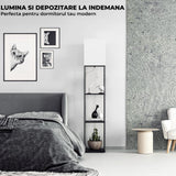 Lampa Podea Elindor® cu Rafturi și Lumina Reglabilă, Neagră