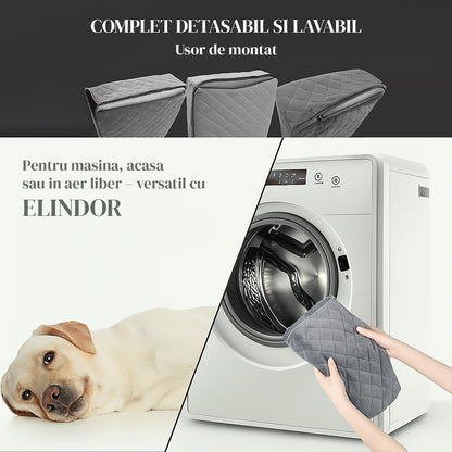 Scaun Auto Elindor® pentru Transport Animale, Caini si Pisici, Talie Mica si Medie, Protectie Scaun Sezut / Spatar, Ofera Protectie Pentru Bancheta Spate Masina Taxi/Ride Sharing, Impermeabila, Antialunecare, 48.3 x 48.3 48.3 cm, Negru