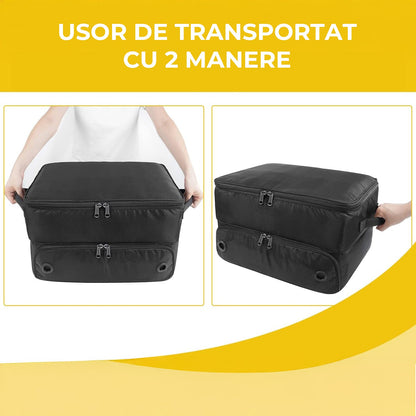 Organizator Portbagaj Auto Elindor® cu 2 Niveluri, Spatii pentru Pantofi, Haine si Accesorii, Negru