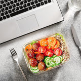 Set de 12 Caserole Elindor® din Sticla, Recipiente Ingrediente pentru Bucatarie, pentru Alimente Uscate, Recipient pentru Depozitare Cafea, Zahar, Paste, Cereale, Capac Etans, Potrivit pentru Congelator Transparent