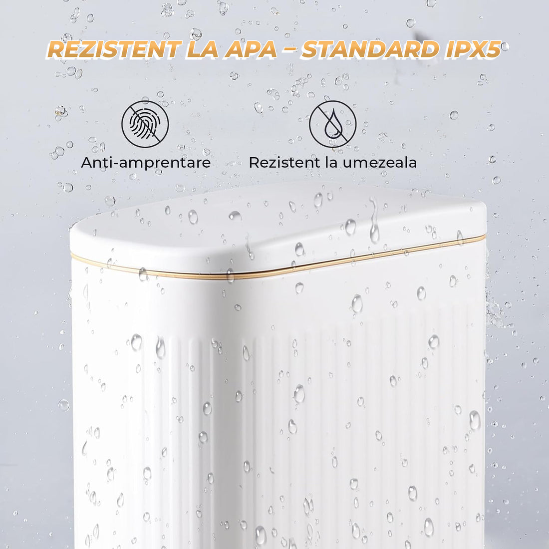 Cos de Gunoi pentru Baie cu Pedala Elindor® Metalic 13 L, Incorporabil, Functie Soft-Close, Capac Anti-Miros, Interior din Plastic, Pubela Slim pentru Bucatarie, Birou, Camera, Colectare Hartie Igienica si Deseuri, Design Compact si Modern, 34x17x39 cm, A