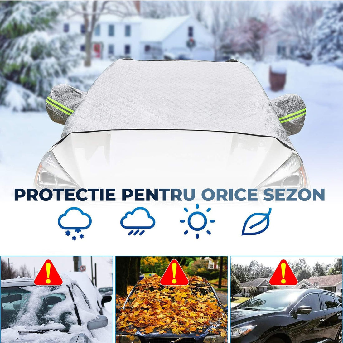 Parasolar Elindor® pentru Parbriz și Oglinzi, Impermeabil, 230 x 158 cm, Argintiu