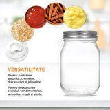 Set 6 Borcane din Sticla Elindor® cu Capac Ermetic, Borcan 500 ml Ideal pentru Miere, Dulceata, Condimente, Cafea, Zahar si pentru Fermentare Muraturi, Capace Metalice, Recipient Depozitare in Bucatarie, Transparent