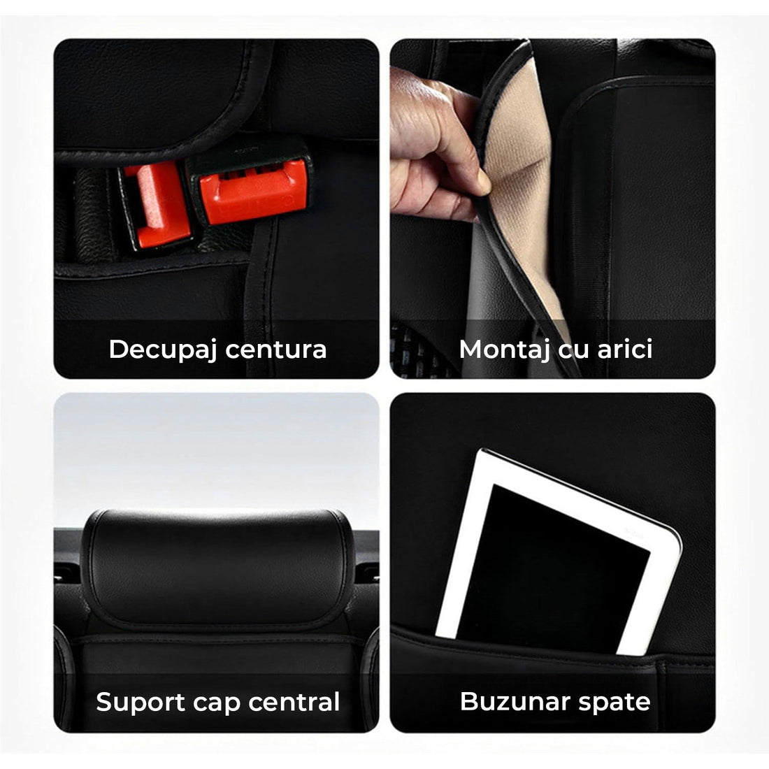 Set 5 Huse Scaune Auto Elindor®, Impermeabile, Universale, Protectie Fata/Spate, Piele Ecologica si Matase Sintetica, Compatibile cu Logan, Golf, Qashqai, Tucson, Montaj Rapid, Accesorii Masina Interior, Negru