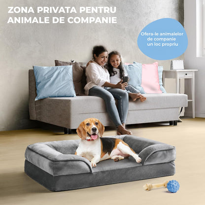 Pat confortabil pentru animale Elindor®, moale, mărimea L, 88.5x63x15 cm, gri