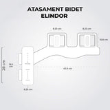 Bideu Retractabil Elindor® pentru Toaleta cu Functie de Auto Curatare, Buton Control de Presiune, pentru Igiena Personala, Apa Calda si Rece, Non Electric, Kit Accesorii WC, Sistem Bidet pentru Colac si Capac de Toalete, Set pentru Baie, Alb / Negru