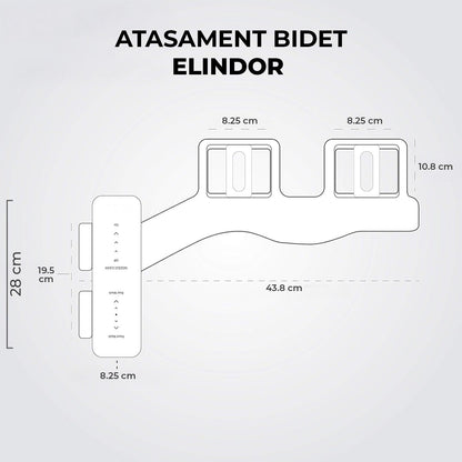 Bideu Retractabil Elindor® pentru Toaleta cu Functie de Auto Curatare, Buton Control de Presiune, pentru Igiena Personala, Apa Calda si Rece, Non Electric, Kit Accesorii WC, Sistem Bidet pentru Colac si Capac de Toalete, Set pentru Baie, Alb / Negru