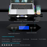 Cooler Laptop Gaming RGB Elindor® Suport cu Unghi Reglabil pe 5 Niveluri, Dimensiuni Compatabile 15-17.3 Inch, 6 Ventilatoare Puternice si Silentioase 30dB cu Viteza Ajustabila, 2 Porturi USB, Suport Telefon, Ecran LCD, pentru Birou, Calatorii, Negru