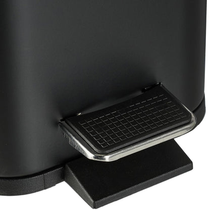 Cos de Gunoi Bucatarie Elindor® cu Pedala, cu Capac din Bambus, Capacitate 5L, Galeata Detasabila, Maner Transport, Multifunctional, Ideal in Bucatarie, Baie, Birou, Camara, Living, Dormitor, Potrivit pentru Colectare Selectiva, Negru