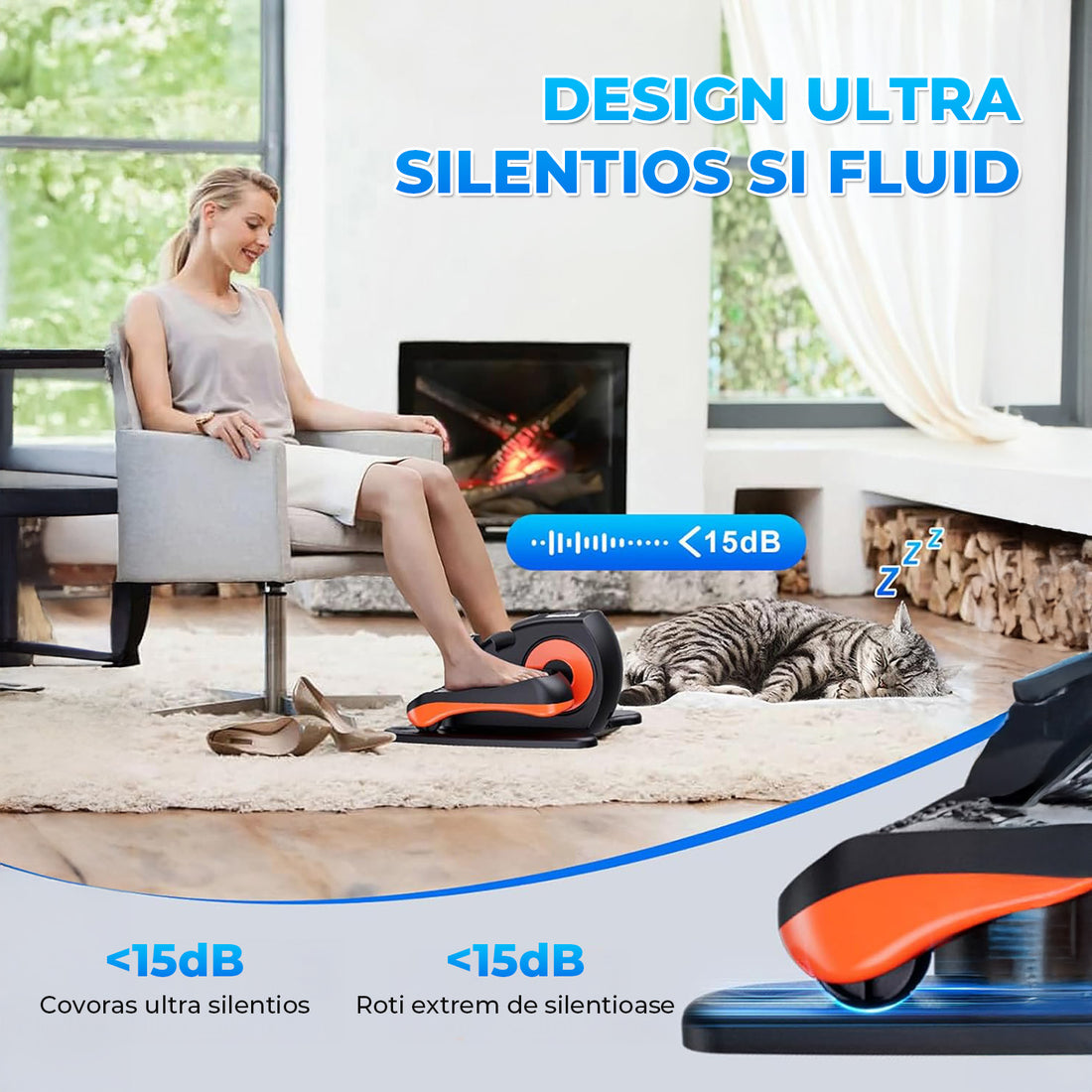 Mini Stepper Portabil Elindor® Aparat Eliptic, Mecanic, Viteza Reglabila, Ecran LCD, Masurare Viteza, Distanta, Timp, Calorii, Telecomanda Inclusa pentru Control fara Aplecare, Silentios 15 dB, pentru Persoanele Varstnice si Sedentare, 47 x 37 26 cm, Negr