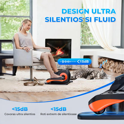 Mini Stepper Portabil Elindor® Aparat Eliptic, Mecanic, Viteza Reglabila, Ecran LCD, Masurare Viteza, Distanta, Timp, Calorii, Telecomanda Inclusa pentru Control fara Aplecare, Silentios 15 dB, pentru Persoanele Varstnice si Sedentare, 47 x 37 26 cm, Negr