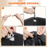 Cos pentru Reciclare Elindor® Capacitate 100L, din Material Textil cu Capac Ranforsat, Multifunctional, pentru Bucatarie sau Camara, Cos Gunoi Potrivit pentru Colectare Selectiva a Sticlelor de Plastic, 42 x 32 x 75 cm, Negru