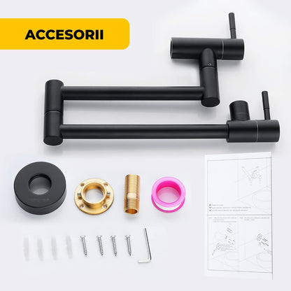 Baterie Bucatarie Elindor®,Pipa Extensibila, Design Modern, Negru Mat