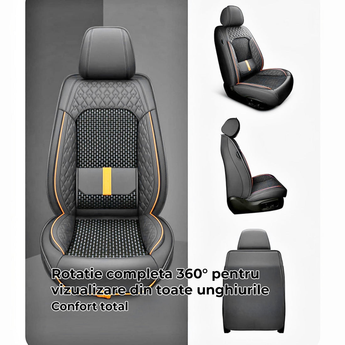 Set 2 Huse Scaune Auto Elindor®, Piele Ecologica/Textil, Protectie Scaun Sofer, Montaj Rapid, Husa Impermeabila, Acoperire Spatar si Sezut, Accesorii Masina Interior, Universale Compatibile cu VW, Dacia, Renault, BMW, Ford, Skoda, Hyundai, Gri