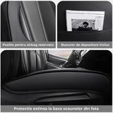 Set 5 Huse Gri Deschis, Scaune de Masina Elindor®, Huse Auto Piele, Impermeabile, Universale, Protectie Scaun Fata si Spate, Montaj Rapid, Accesorii Masina Interior