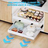 Organizator Multifunctional Elindor® Tip Sertar, cu Adeziv, Suport Metalic Dulap sub Blat Chiuveta, Inaltime Reglabila, 2x Sertar Glisant Organizare pentru Bucatarie, Baie, Camara, Bar, Raft cu Sertare Depozitare Detergenti, Parfumuri, 32-53x42x8 cm, Alb