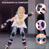 Set de Protectie Elindor® Genunchiere, Cotiere, Aparatori Incheietura, Marimea S, pentru Copii, Potrivit pentru Sport, Ciclism, Role, Trotineta, SkateBoard, Aparatorare Bicicleta, Mansete cu Arici, Echipament Sport Reglabil, Multicolor