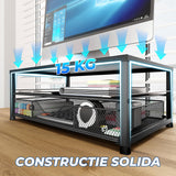 Suport Birou Elindor® pentru Monitor sau Laptop, Organizator Universal, Multifunctional, Antiderapant, Spatiu Lateral Pixuri, Sertar Glisant, pentru Masa, Ideala la Munca sau Acasa, 40 x 24 x 16 cm, Negru