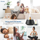 Difuzor de Ulei Esential Elindor® Aromaterapie, Umidificator de Aer, Aparat cu Rezervor 150ml, Capac Fumuriu, Oprire Automata, Ultrasonic, Lumina Ambientala Tip Lumanare, 2 Moduri Functionare, 25 dB, Aria de Acoperire 20 m², Negru